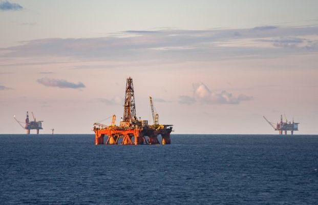 oil rig production platforms at sea
